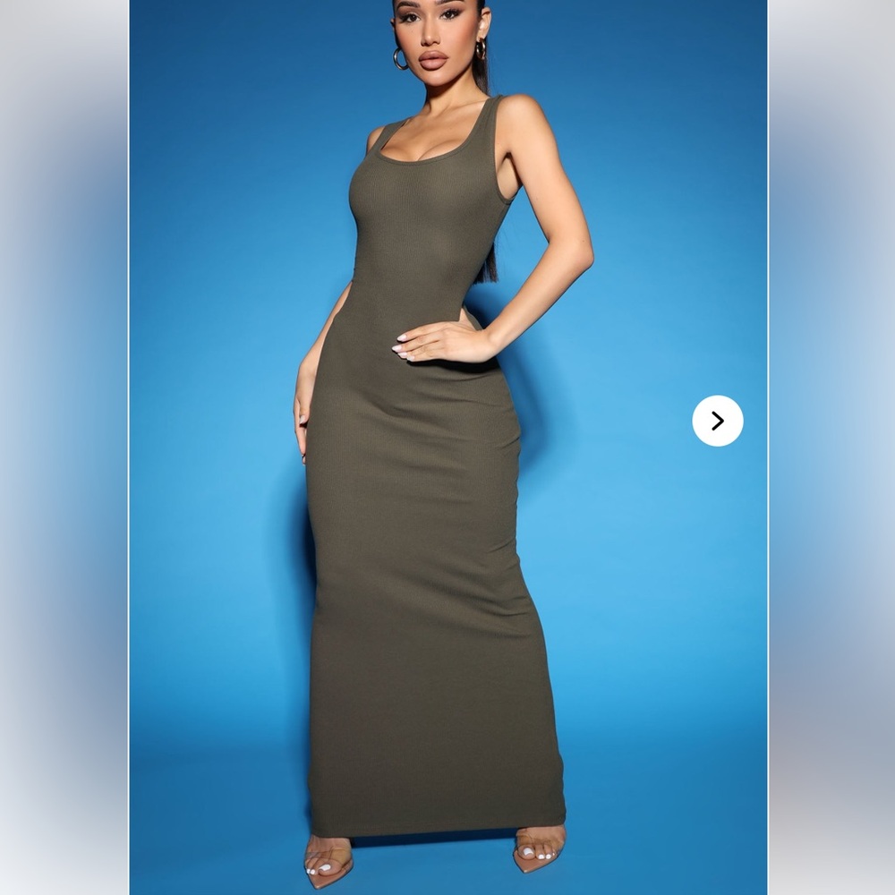 Fashion Nova Olive Sleeveless Maxi Dress